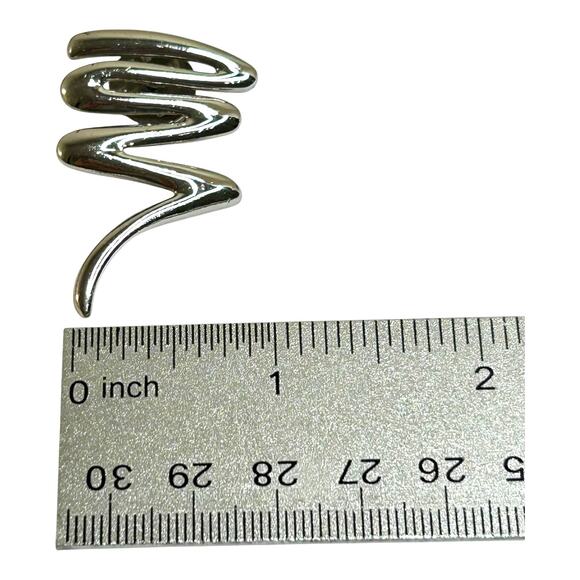 Vintage Smooth Silver Tone Lightning Zig Zag Squiggle Tornado Brooch Pin - Picture 7 of 8